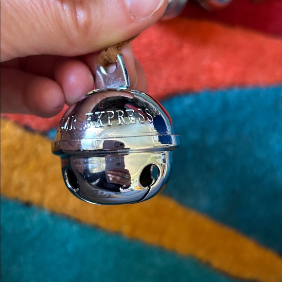 Silver Jingle Bells with Brown Straps set of 6 the polar express - Picture 3 of 3